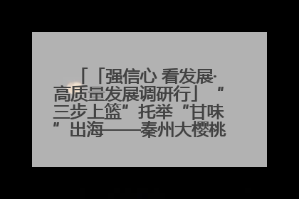 「强信心 看发展·高质量发展调研行」“三步上篮”托举“甘味”出海——秦州大樱桃高质量发展动作分解