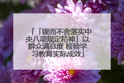 「锲而不舍落实中央八项规定精神」以群众满意度 检验学习教育实际成效