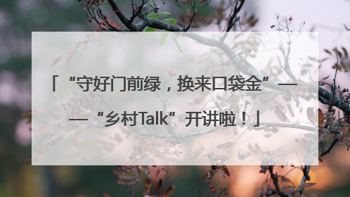 “守好门前绿，换来口袋金”——“乡村Talk”开讲啦！