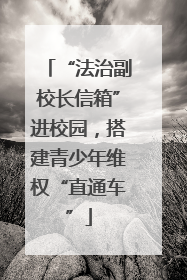 “法治副校长信箱”进校园，搭建青少年维权“直通车”