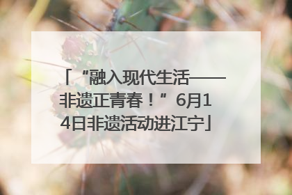 “融入现代生活——非遗正青春！”6月14日非遗活动进江宁