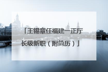 王锡章任福建一正厅长级新职（附简历）