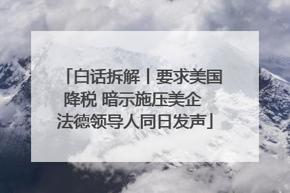白话拆解丨要求美国降税 暗示施压美企 法德领导人同日发声