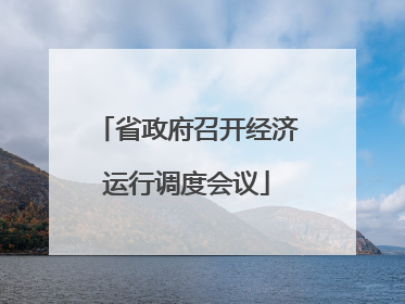 省政府召开经济运行调度会议