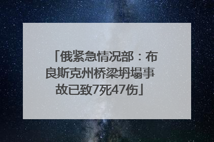 俄紧急情况部：布良斯克州桥梁坍塌事故已致7死47伤