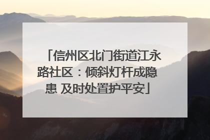 信州区北门街道江永路社区：倾斜灯杆成隐患 及时处置护平安