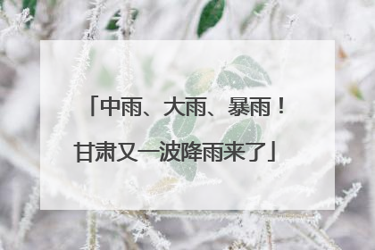 中雨、大雨、暴雨！甘肃又一波降雨来了