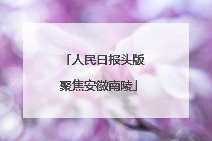 人民日报头版聚焦安徽南陵