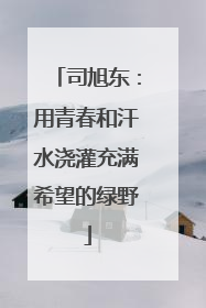 司旭东：用青春和汗水浇灌充满希望的绿野