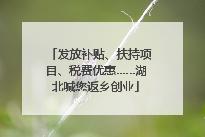 发放补贴、扶持项目、税费优惠……湖北喊您返乡创业