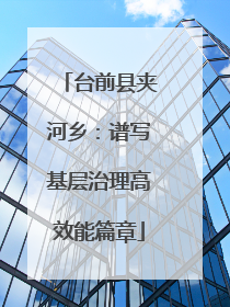 台前县夹河乡：谱写基层治理高效能篇章