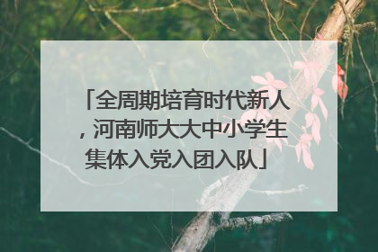 全周期培育时代新人，河南师大大中小学生集体入党入团入队