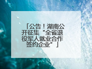 公告！湖南公开征集“全省退役军人就业合作签约企业”
