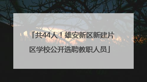 共44人！雄安新区新建片区学校公开选聘教职人员