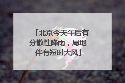 北京今天午后有分散性降雨，局地伴有短时大风