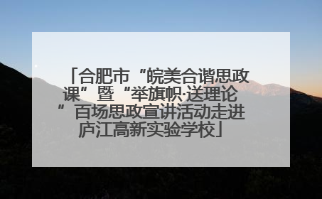 合肥市“皖美合谐思政课”暨“举旗帜·送理论”百场思政宣讲活动走进庐江高新实验学校