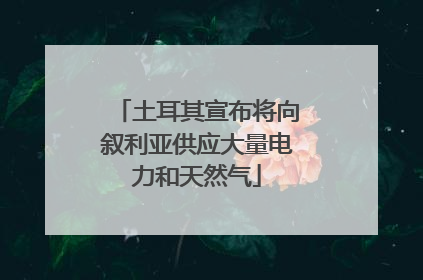 土耳其宣布将向叙利亚供应大量电力和天然气
