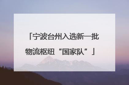 宁波台州入选新一批物流枢纽“国家队”