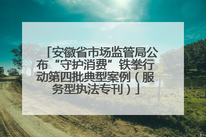 安徽省市场监管局公布“守护消费”铁拳行动第四批典型案例（服务型执法专刊）