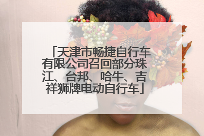 天津市畅捷自行车有限公司召回部分珠江、台邦、哈牛、吉祥狮牌电动自行车