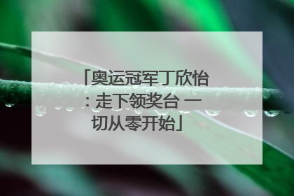 奥运冠军丁欣怡：走下领奖台 一切从零开始