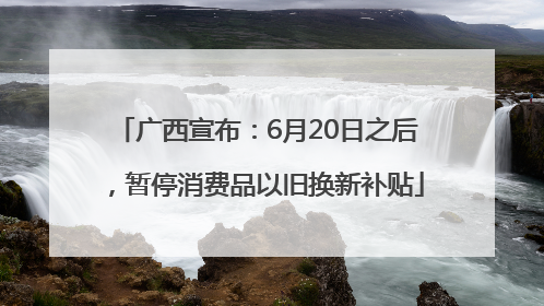 广西宣布：6月20日之后，暂停消费品以旧换新补贴