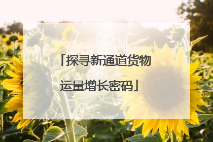 探寻新通道货物运量增长密码