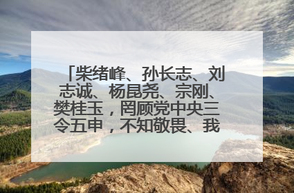 柴绪峰、孙长志、刘志诚、杨昆尧、宗刚、樊桂玉，罔顾党中央三令五申，不知敬畏、我行我素、肆意妄为！