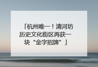 杭州唯一！清河坊历史文化街区再获一块“金字招牌”