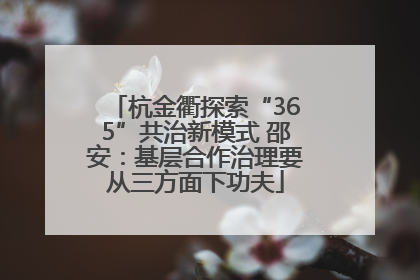 杭金衢探索“365”共治新模式 邵安：基层合作治理要从三方面下功夫