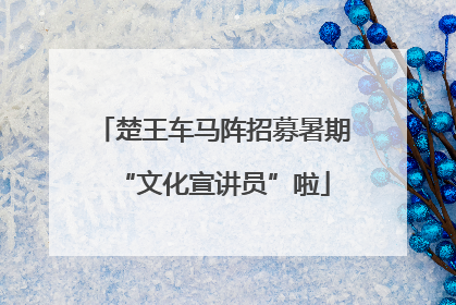 楚王车马阵招募暑期“文化宣讲员”啦