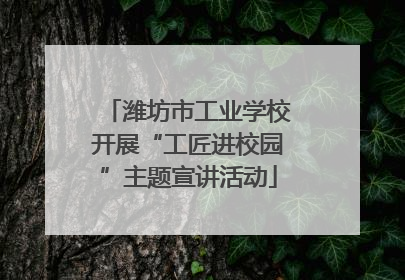 潍坊市工业学校开展“工匠进校园”主题宣讲活动