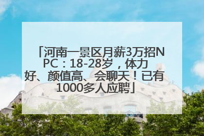 河南一景区月薪3万招NPC：18-28岁，体力好、颜值高、会聊天！已有1000多人应聘