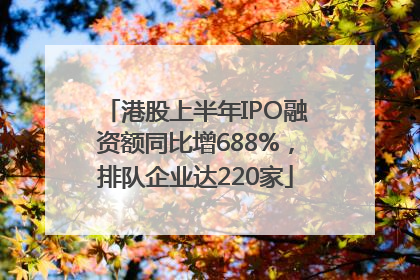港股上半年IPO融资额同比增688%，排队企业达220家