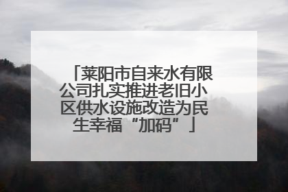莱阳市自来水有限公司扎实推进老旧小区供水设施改造为民生幸福“加码”