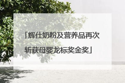 辉仕奶粉及营养品再次斩获母婴龙标奖金奖