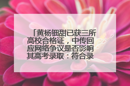 黄杨钿甜已获三所高校合格证，中传回应网络争议是否影响其高考录取：符合录取条件就能录取